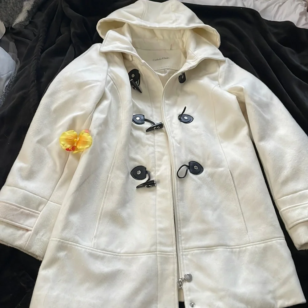 *Sold* Calvin Klein White Pea Coat - Picture 2 of 9